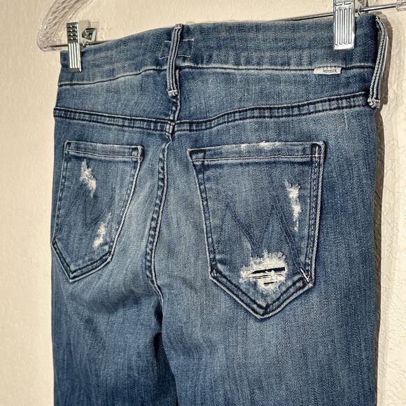 MOTHER The Looker Ankle Fray Jeans Size 25‎ Distressed Denim Naughty Intentions - Picture 9 of 16
